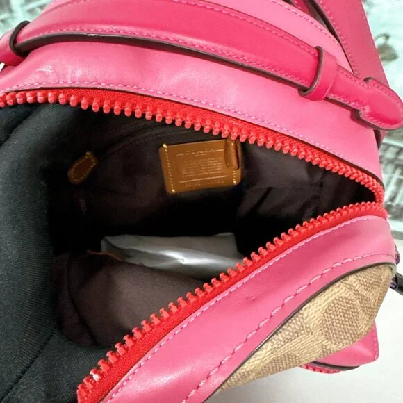 Coach 69522 Backpack 23 IN Signature canvas Tan Bright Cherry